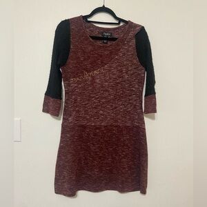 Papillon women's M 3/4 sleeve artsy knit dress w/ mixed media EUC